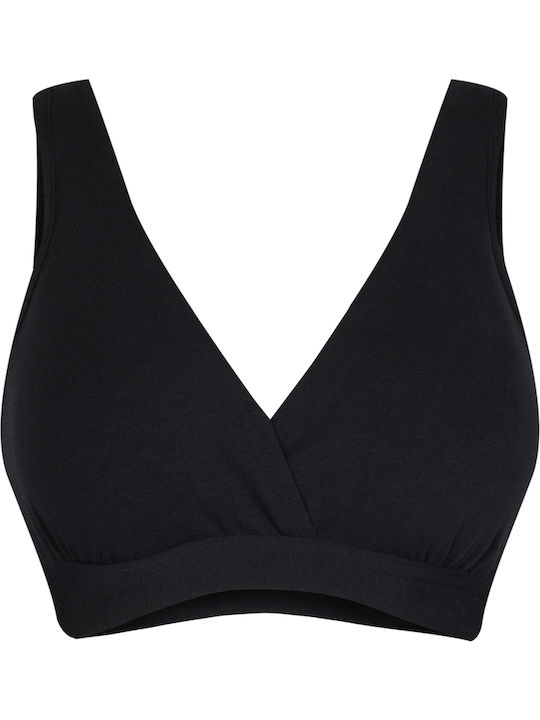 Italian Fashion Bumbac Sutien de maternitate și alăptare cu Clips Negru