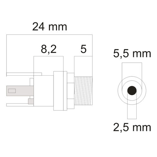 Set 5 DC 5.5 × 2.5 Mm Prize De Curent Femelă Conector Metalic Pentru Montare Pe Panou