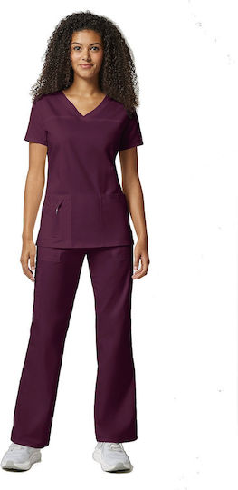 Cherokee Core Stretch Female Medical Blouse Burgundy