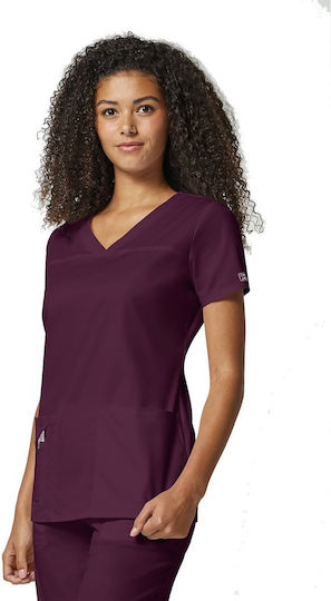 Cherokee Core Stretch Female Medical Blouse Burgundy
