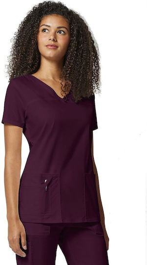 Cherokee Core Stretch Female Medical Blouse Burgundy