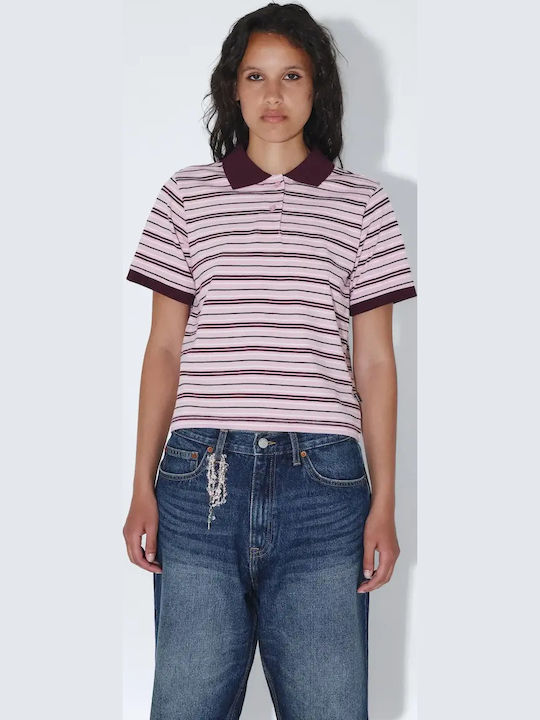 Γυναικεία Polo Μπλούζα Κοντομάνικη Ριγέ Pink Stripe
