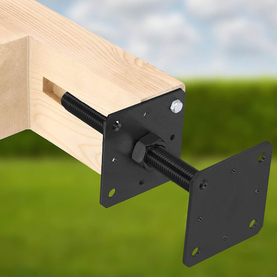 Kotarbau Suport Reglabil Din Oțel Cu Șurub Pentru Stâlp Ancoră Pergole Vânt M24 Filet Antracit 110 X 252 Mm Set 4 Bucăți