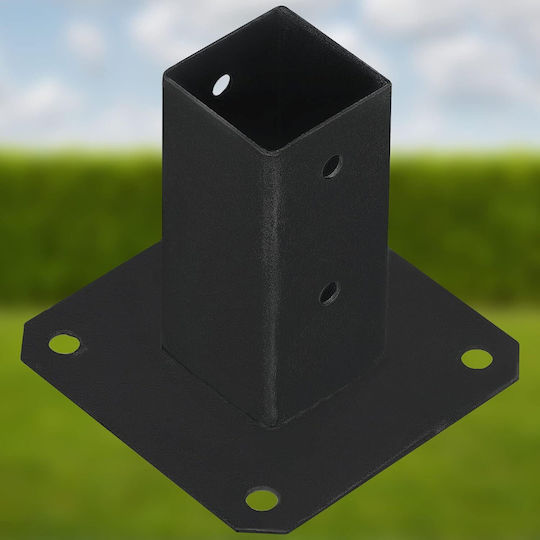 Wooden Post Base Screw-on Concrete Black Steel 50x50 Mm 2pcs