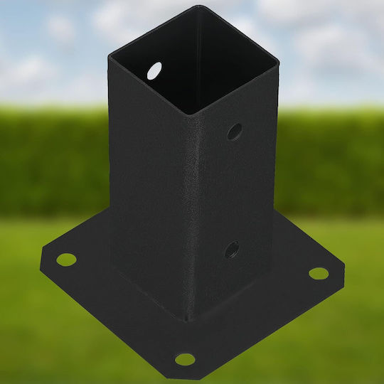Wooden Post Base Screwed To Concrete Black Steel 60x60 Mm 2 Pcs