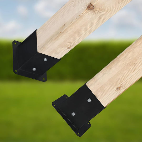 Wooden Post Base Screwed To Concrete Black Steel 60x60 Mm 2 Pcs