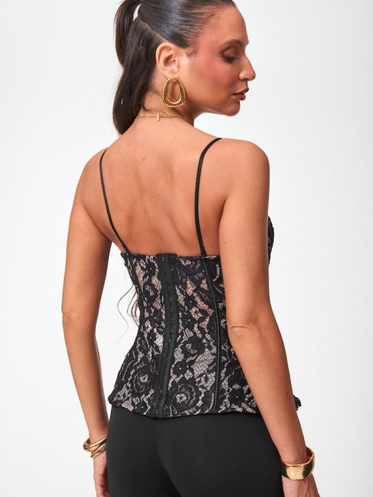 Women's Blouse Corset Top Black