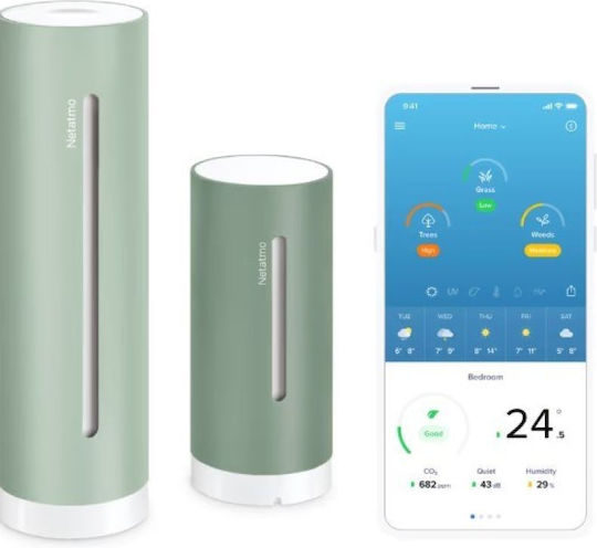 Netatmo Ψηφιακό Θερμόμετρo & Υγρασιόμετρo για Χρήση σε Εσωτερικό & Εξωτερικό Χώρο