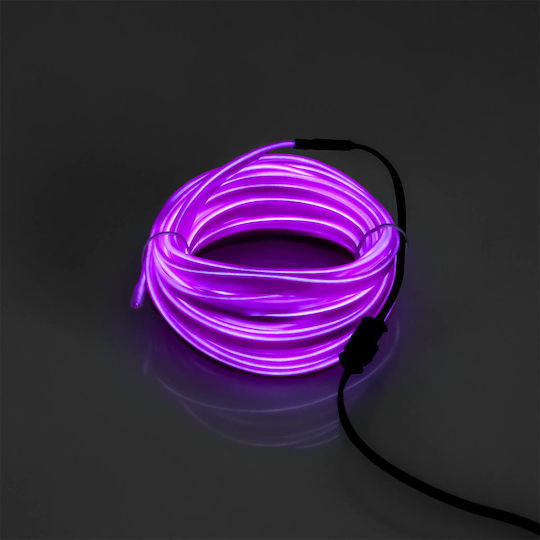 Εύκαμπτο Φωτιζόμενο Led Καλώδιο Neon 12v Μωβ Εσωτερική Διακόσμηση Αυτοκινήτου 5m Οεμ