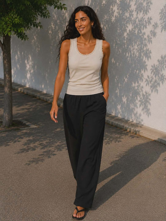 Women's Cotton Sleeveless Beige Blouse