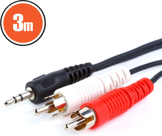 Rca To 3.5mm Stereo Jack Cable 2x Male Rca 3m Audio Video Adapter
