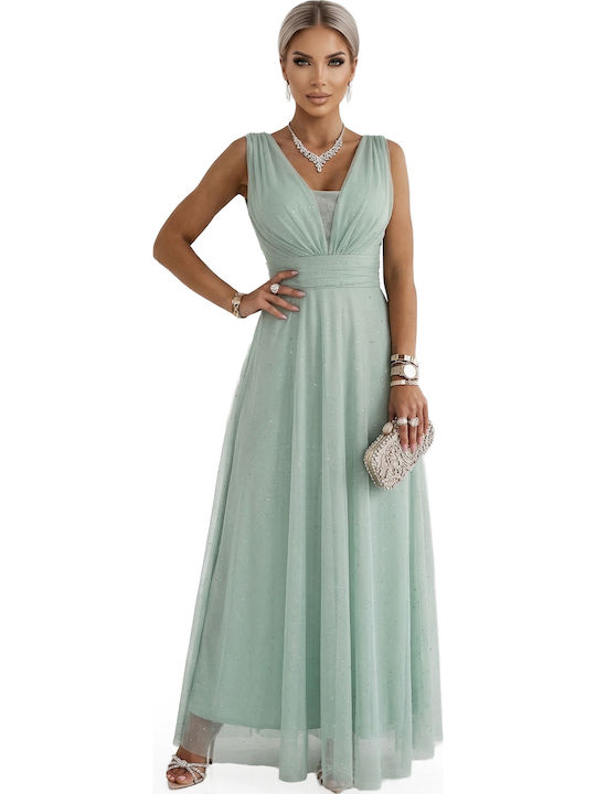 Rochie Maxi de Seară de Vară pentru Femei cu Tul Pistachio