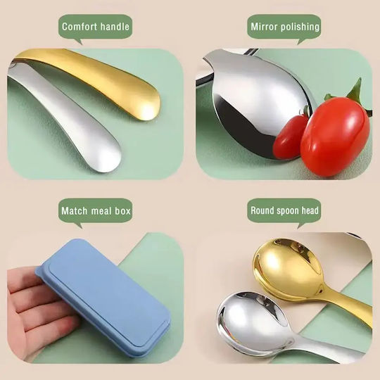 Pandaboo Baby Spoon & Fork Set in Case Light Blue 2 Pieces