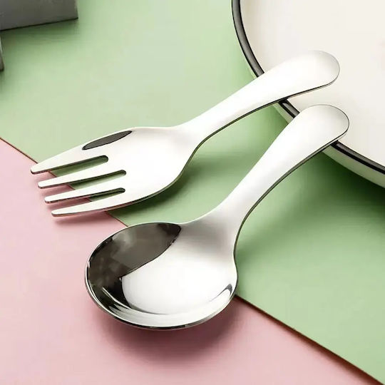 Pandaboo Baby Spoon & Fork Set in Case Light Blue 2 Pieces