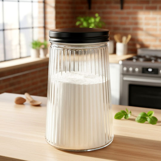 Vilde Glasvase für Kaffee / Nudeln mit Deckel Schwarz 1000ml Vilde Glasvase für Kaffee / Nudeln mit Deckel Schwarz 1000ml