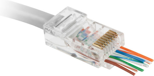 Set 100 Rj-45 8p8c Durchgang Cat5e Stecker Utp Kabel Netzwerk Stecker Goldbeschichtete Kontakte