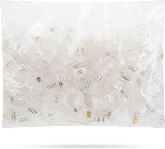 Set 100 Rj-45 8p8c Durchgang Cat5e Stecker Utp Kabel Netzwerk Stecker Goldbeschichtete Kontakte