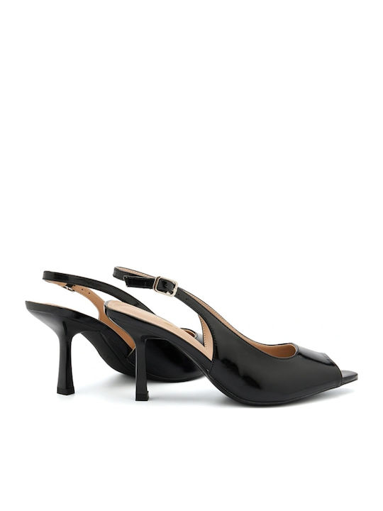 Peep Toe Γόβες από Λουστρίνι Μαύρες