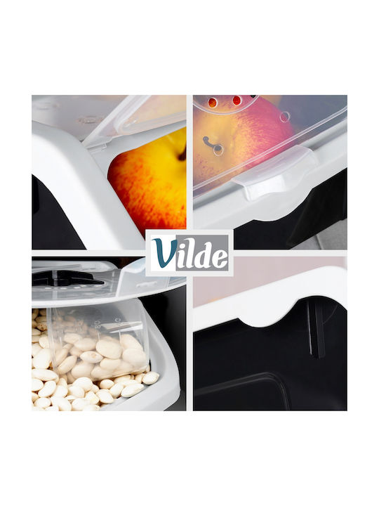 Vilde Set 3 Bucăți Casete Utilizare Generală cu Capac Plastic Negru 12000ml