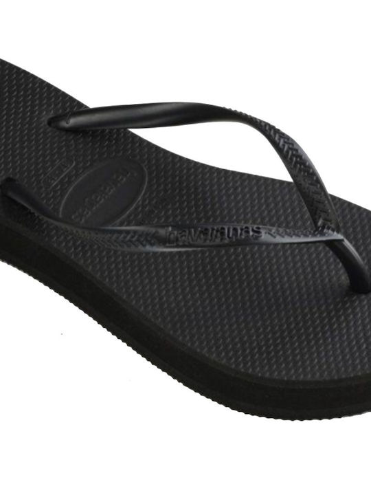 Slim Flatform Flip Flops with Platform in Black Colour
