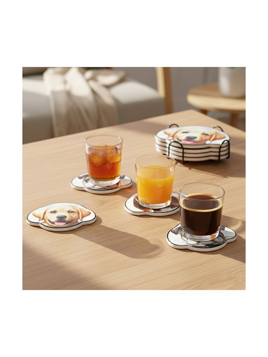 Excellent Houseware Сервизи За Чаши Металик Със Стойка Бежови 4 Бройки