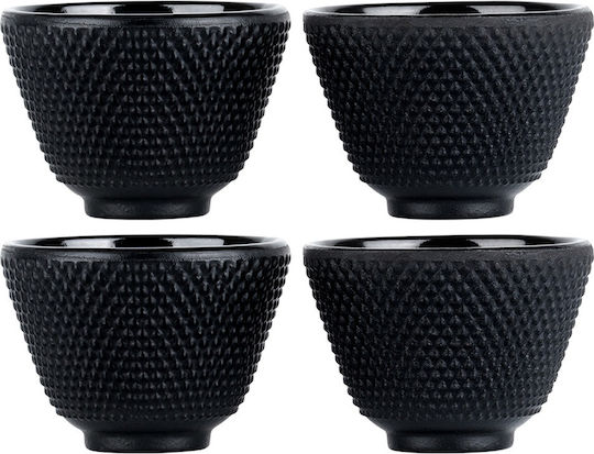 Vilde Set Of Black Cast Iron Tea Cups 60ml 4 Pieces