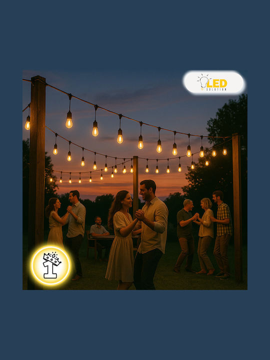 Led Solution Водоустойчива Гирлянда За Осветление LED IP65 15m с 30 Крушки Топло Бяло