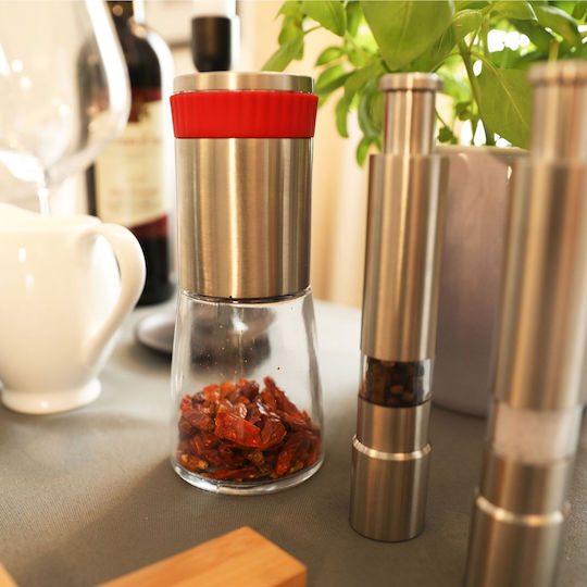 Relaxdays Handbetriebener Salz- und Pfeffermühlen-Set Inox in Grau Farbe 6,5cm