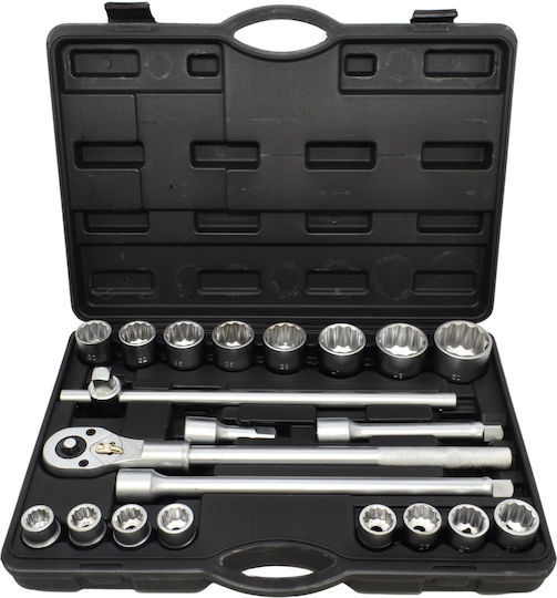 Awtools 12-Point Ratschen- und Steckschlüssel-Set 21 Stück 3/4"