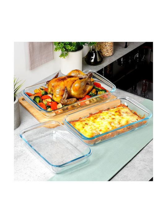 Vilde Rectangular Heat-Resistant Cookware Glass 3000ml 3 Pieces