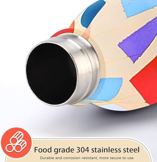 Queen Mother Geometric Art Edition Kids Water Bottle Thermos Stainless Steel Orange 500ml