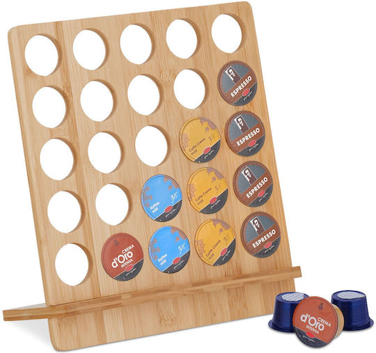 Relaxdays Coffee Capsule Holder 25 Capsules Natural Bamboo 30x27x13cm