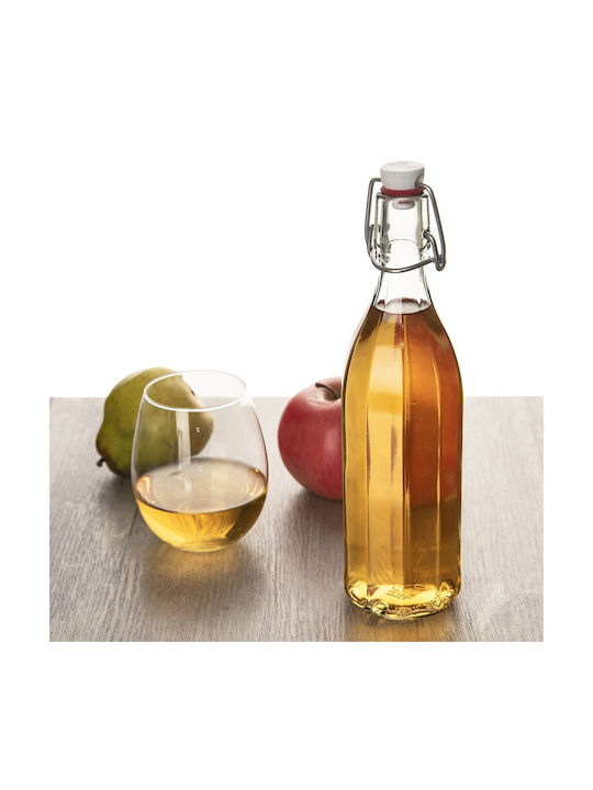 Orion Μπουκάλι Νερού Γυάλινο με Κλιπ Διάφανο 750ml