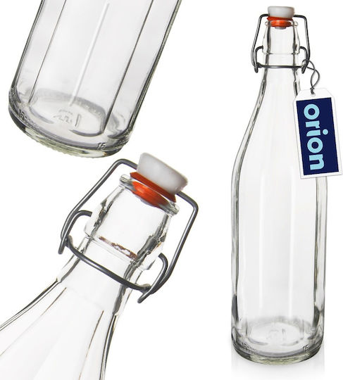 Orion Sticlă De Apă Din Sticlă Transparentă Cu Clemă 750ml