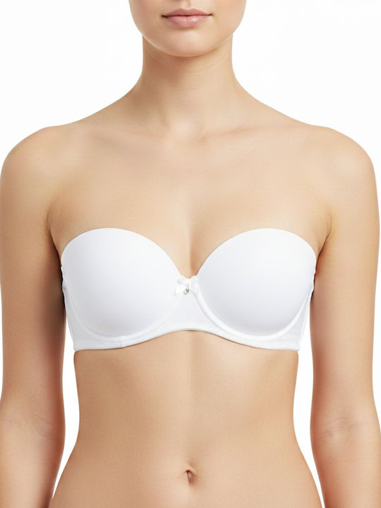 Μαύρο-λευκό Strapless Σουτιέν Push Up με Μπανέλες 2Pack