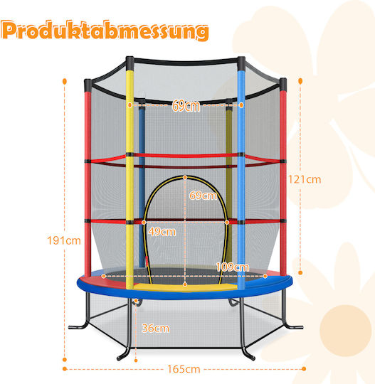Costway Trampolin Kinder Durchmesser 165cm mit Netz