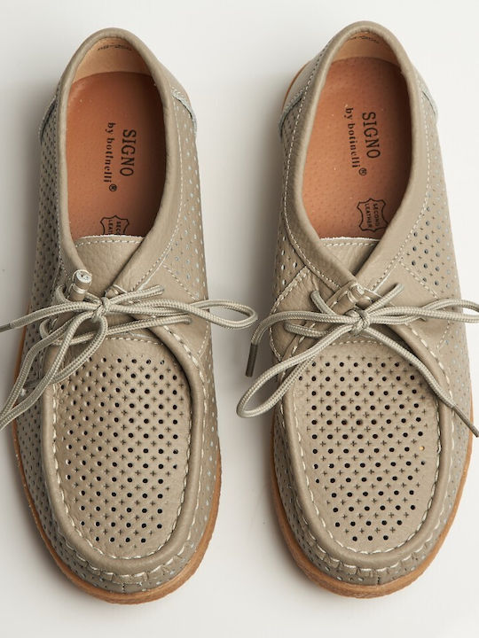 Δερμάτινα Γυναικεία Oxfords σε Γκρι Χρώμα