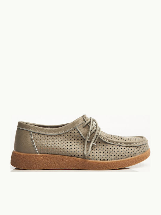 Δερμάτινα Γυναικεία Oxfords σε Γκρι Χρώμα