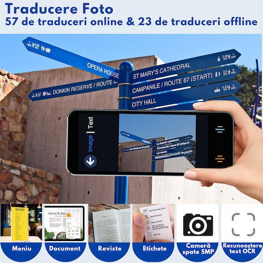 Traducător Vocal Digital Inteligent Bidirecțional Peste 137 de Limbi Online Offline Visionhub Traducere în Timp Real Voce Text Fotografii Wi-fi Ecran Tactil de 2,4 Inch 8gb Negru