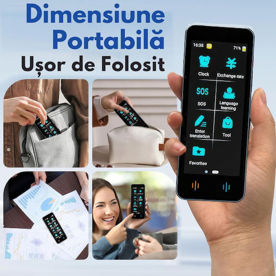 Traducător Vocal Digital Inteligent Bidirecțional Peste 137 de Limbi Online Offline Visionhub Traducere în Timp Real Voce Text Fotografii Wi-fi Ecran Tactil de 2,4 Inch 8gb Negru