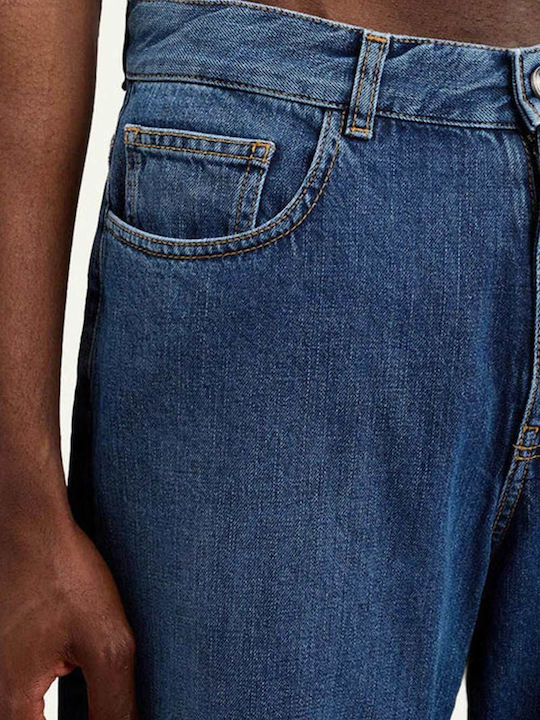 Men's Jeans Pants with Loose Fit Medium Blue