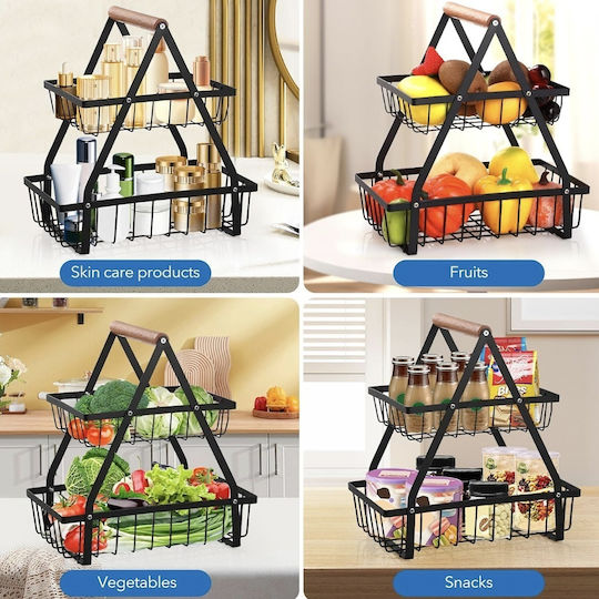 Μεταλλική Εταζέρα 2 Ορόφων Μπεζ Ø24cm Π22xΜ14cm