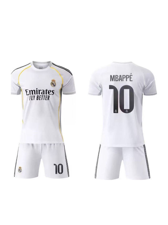 King Ανδρικο Σετ Ποδοσφαίρου Mbappe “10” Real Madrit Home