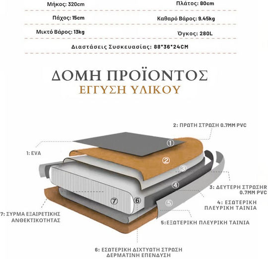 Homeone Φουσκωτή Σανίδα SUP με Μήκος 3.2m Μπεζ