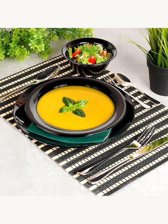 Vilde Black Glass Dinnerware Set 24pcs