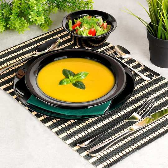 Vilde Black Glass Dinnerware Set 24pcs