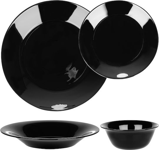 Vilde Black Glass Dinnerware Set 24pcs