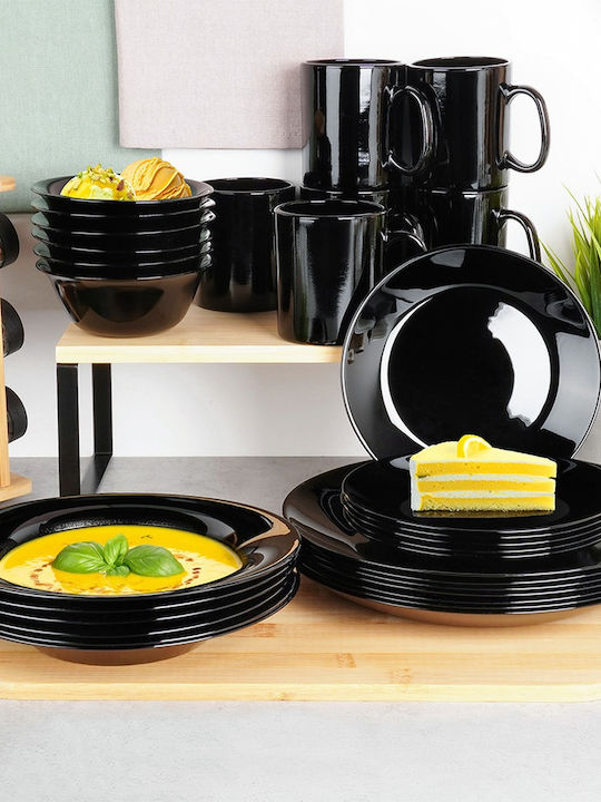 Vilde Negru Sticlă Set de Vase 30buc