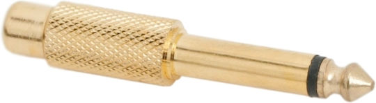 Set 2 Rca To 6.3 Mm Jack Adapters Mono Gold-plated Audio Connections