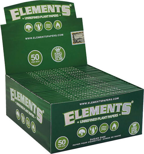 Elements Χαρτάκια Στριφτού Τσιγάρου King Size Slim 32 φύλλα 50τμχ
